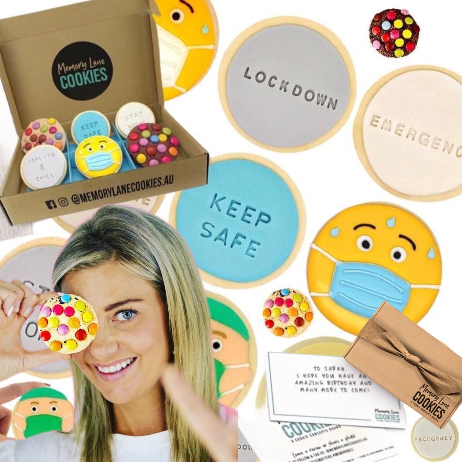 ISO "Keep Safe!" Gift Box Cookie Delivery Australia & Memory Lane Cookies